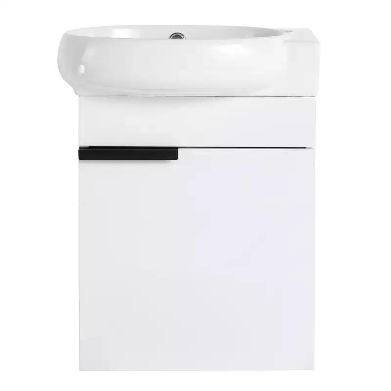 Mobile bagno con lavabo in ceramica e ante a chiusura ammortizzata, mobile bagno in legno massello, mobile bagno sospeso lucido