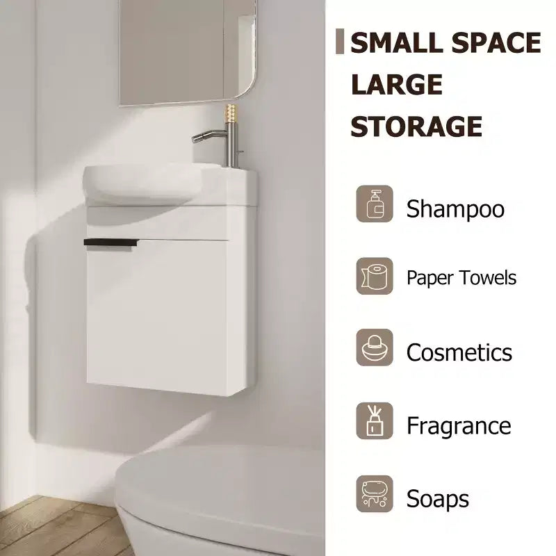 Mobile bagno con lavabo in ceramica e ante a chiusura ammortizzata, mobile bagno in legno massello, mobile bagno sospeso lucido