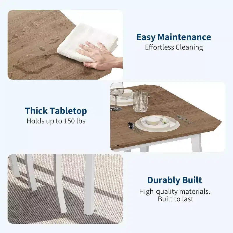 Set da pranzo per 4 persone in 5 pezzi - Tavolo da cucina salvaspazio e sedie in legno - Tavolo compatto per piccoli spazi, appartamento