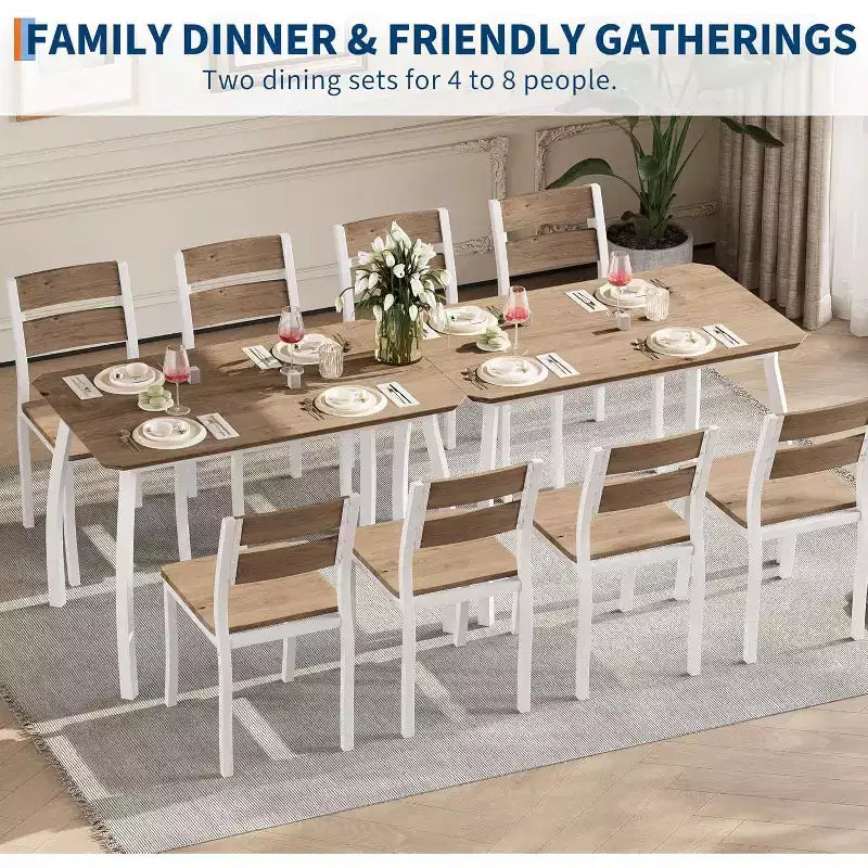 Set da pranzo per 4 persone in 5 pezzi - Tavolo da cucina salvaspazio e sedie in legno - Tavolo compatto per piccoli spazi, appartamento