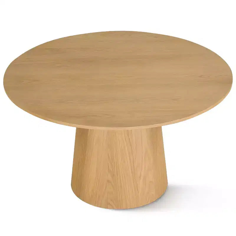 Set da pranzo rotondo da 7 pezzi per 6 persone con tavolo da pranzo in legno di quercia e sedie da pranzo in rattan bouclé per cucina, sala da pranzo, stile rustico - Panipeachy