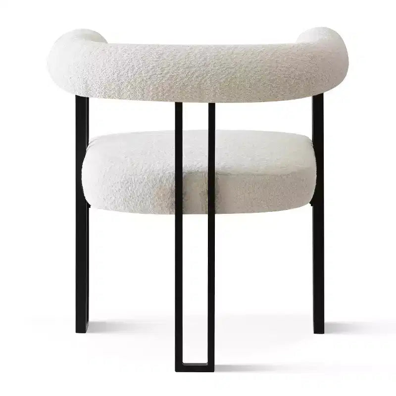 Set da pranzo moderno rotondo nero da 5 pezzi, tavolo con piedistallo e 4 sedie da pranzo imbottite in bouclé per cucina o appartamento - Panipeachy