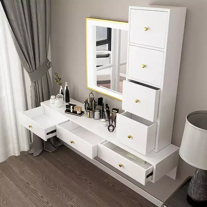 Mensola galleggiante da 47 pollici con cassetto, scrivania multiuso e tavolo da trucco a parete per camera da letto, bagno