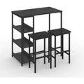Acekool 3-Piece Kitchen Table Set with Storage Shelves and 2 Bar Stools, Space-Saving Dining Table Set for Small Spaces