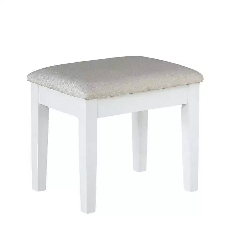 Royal Hampton Set Toeletta 3 Pezzi Bianco Con Specchio Led E Sgabello Imbottito Beige