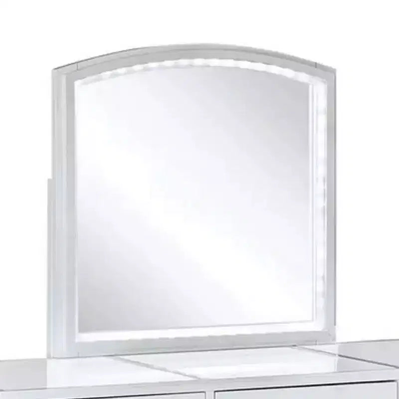 Royal Hampton Set Toeletta 3 Pezzi Bianco Con Specchio Led E Sgabello Imbottito Beige