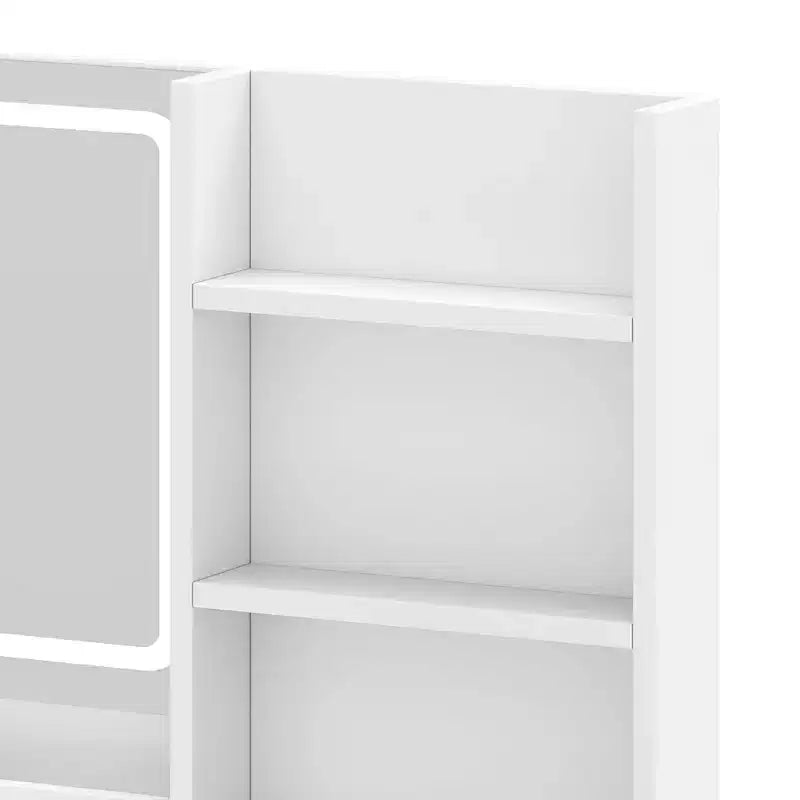Toeletta Balconera con Grande Specchio Illuminato Tavolo da Trucco Scaffali 2 Cassetti 3 Modalità di Illuminazione Luminosità Regolabile