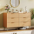COZONY Fluted Dresser with 6 Drawers, 47 Wide Modern Chest with Metal Handles for Bedroom & Living Room