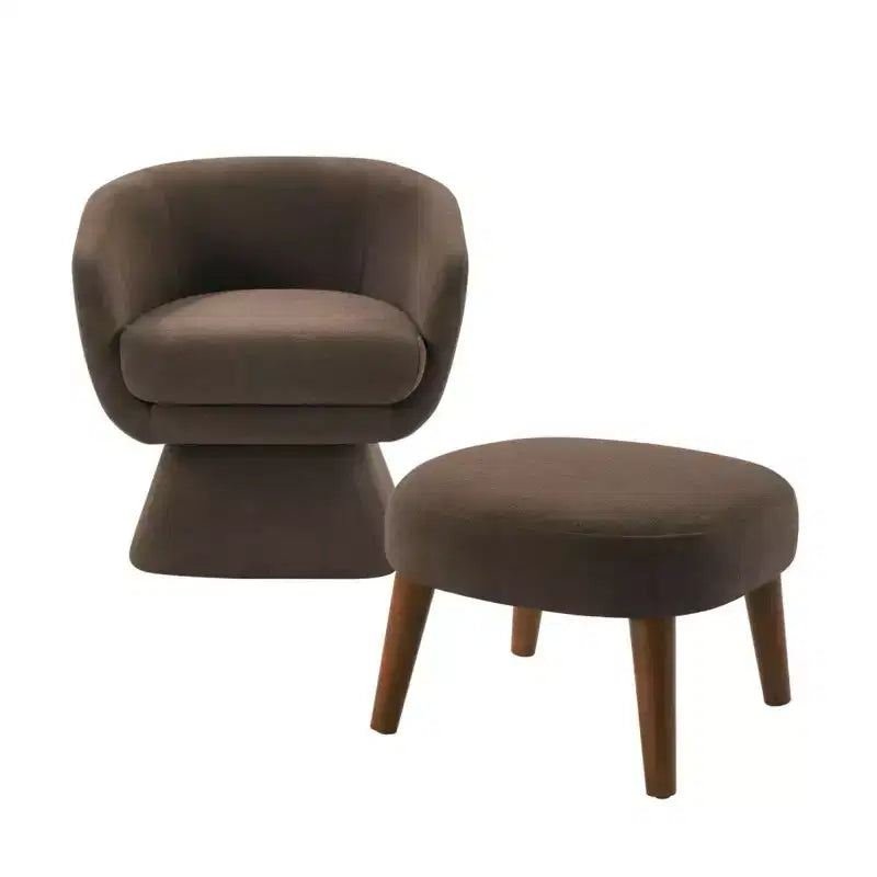 Poltrona Girevole d'Accento Moderna e Set Ottomana, Poltrona Laterale Girevole in Tessuto Imbottito per Soggiorno, Camera da Letto, Appartamento o Angolo Lettura-Panipeachy