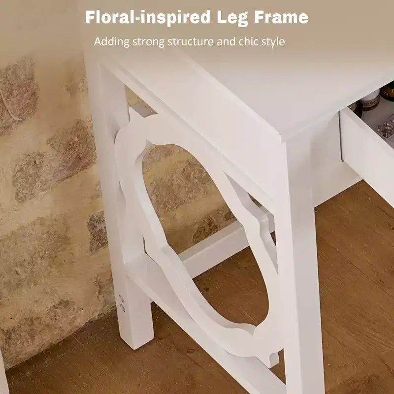GDFStudio Hailey Toeletta per il Trucco con Specchio Reversibile, Sgabello in Similpelle e 5 Cassetti
