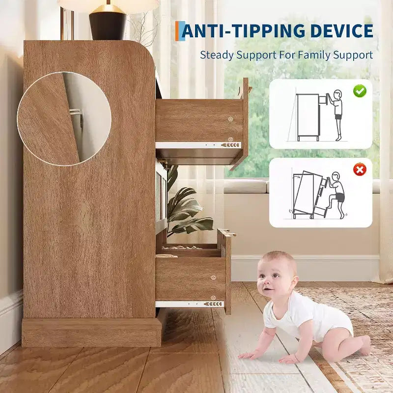 Comò a 6 cassetti per camera da letto, Comò in Rattan, Cassettiera Boho, Cassettiera in Legno, Comodino per Soggiorno/Armadio/Camera da letto