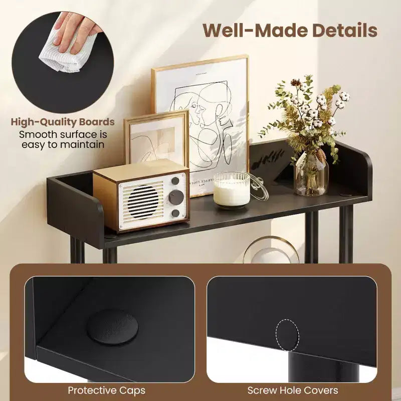1/2 PCS 5-Tier Bookshelf, Open Bookcase with Anti-Tipping Kit, Storage Unit for Living Room Black/Rustic Brown & Black