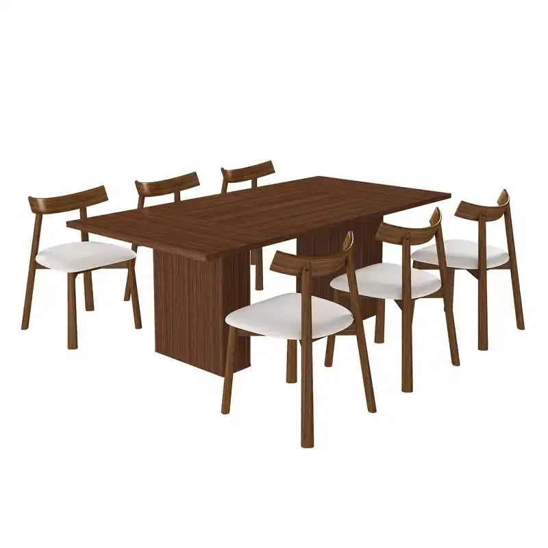 GDFStudio Camden Set da Pranzo 7 Pezzi con Base Contenitore e Sedie in Ecopelle