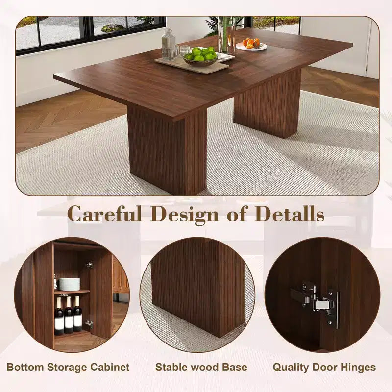 GDFStudio Camden Set da Pranzo 7 Pezzi con Base Contenitore e Sedie in Ecopelle