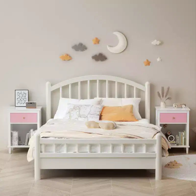 26.77''H Wooden Nightstand with One Drawer One Shelf for Kids, Adults, Pink+Golden handle