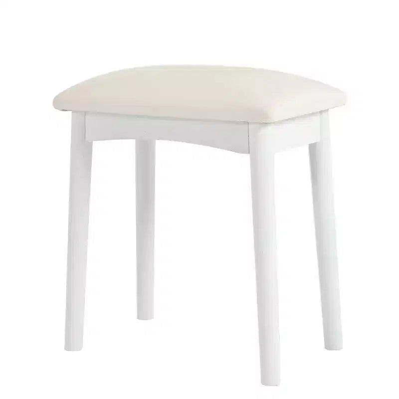 Toeletta d'angolo per trucco Whisen, set da trucco moderno, tavolo da trucco con specchio, sgabello e ampio spazio di archiviazione - Bianco