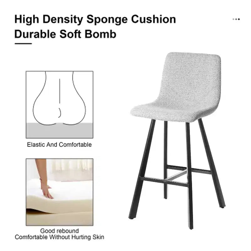 26H Sleek Bar Stools with Ergonomic Back,Set of 2,Counter Height Bar Stools for Kitchen Island,Sturdy Metal Frame,300lbs Capacity