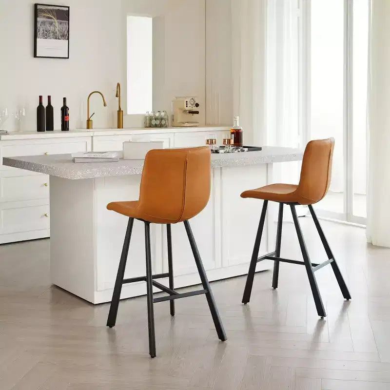 26H Sleek Bar Stools with Ergonomic Back,Set of 2,Counter Height Bar Stools for Kitchen Island,Sturdy Metal Frame,300lbs Capacity