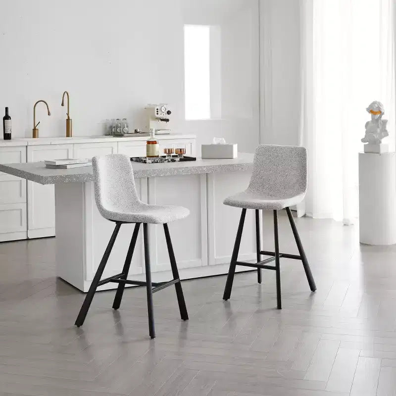 26H Sleek Bar Stools with Ergonomic Back,Set of 2,Counter Height Bar Stools for Kitchen Island,Sturdy Metal Frame,300lbs Capacity