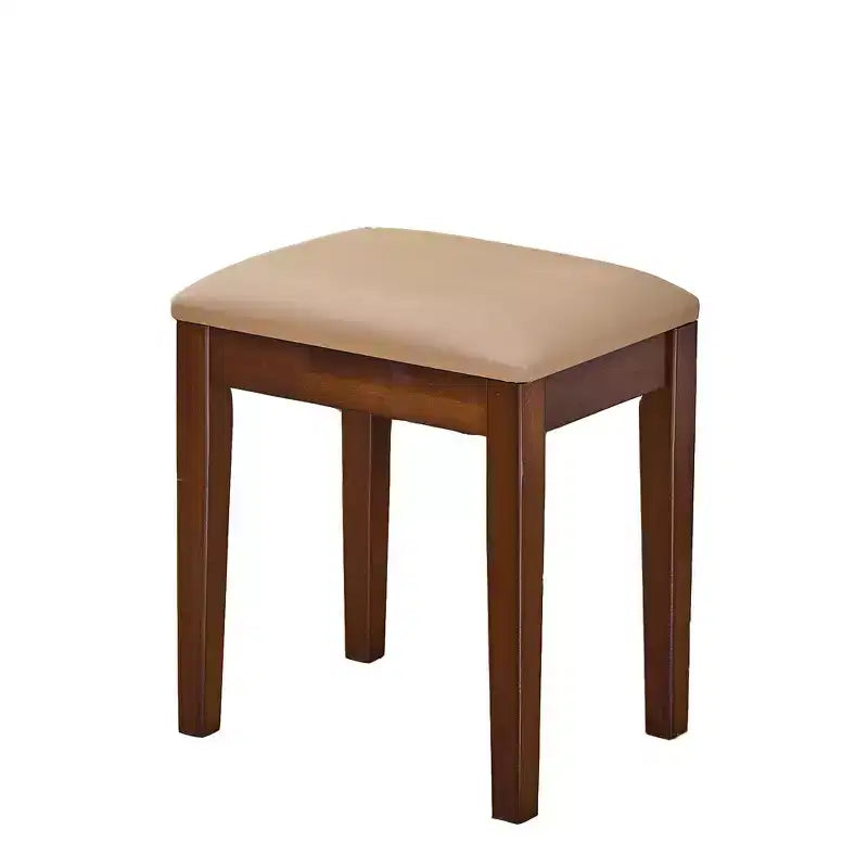 Scrivania da trucco elegante Whisen, moderno set toeletta con sgabello, specchio, ampi scaffali, cassetto e armadietto - Noce