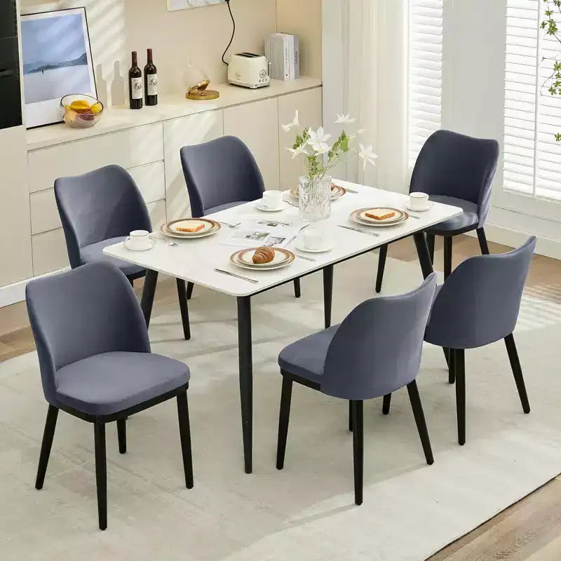6-Piece dining chair set with soft cushions & sturdy wooden legs. Ideal for dining rooms, kitchens, living rooms - dark grey