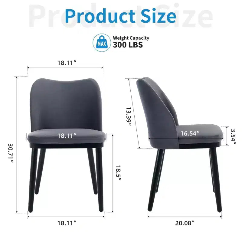 6-Piece dining chair set with soft cushions & sturdy wooden legs. Ideal for dining rooms, kitchens, living rooms - dark grey