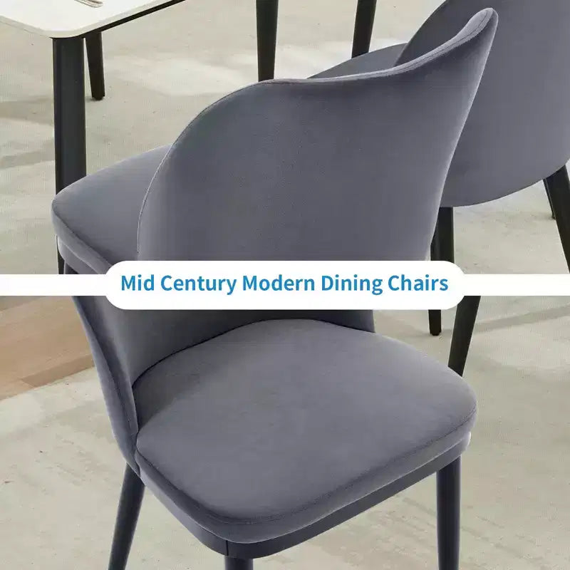 6-Piece dining chair set with soft cushions & sturdy wooden legs. Ideal for dining rooms, kitchens, living rooms - dark grey