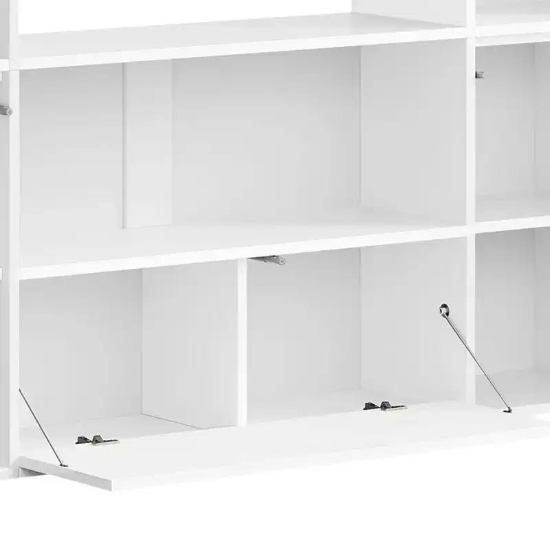 Libreria a 4 livelli a forma di U, Libreria a castello con armadietto e luce LED, Organizer per cubi portaoggetti, Bianco
