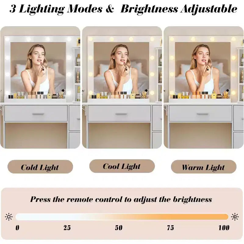 BALHAM TRADE - Toeletta Trucco con Organizer Portagioie Girevoli e Luci a LED