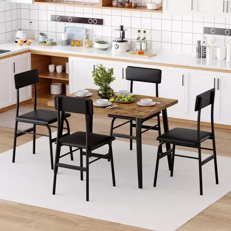 Set da Tavolo da Pranzo per 4, Set da Cucina da 5 Pezzi con 4 Sedie Imbottite, Tavolo da Colazione per Piccoli Spazi, Sala da Pranzo, Appartamento, Ristorante