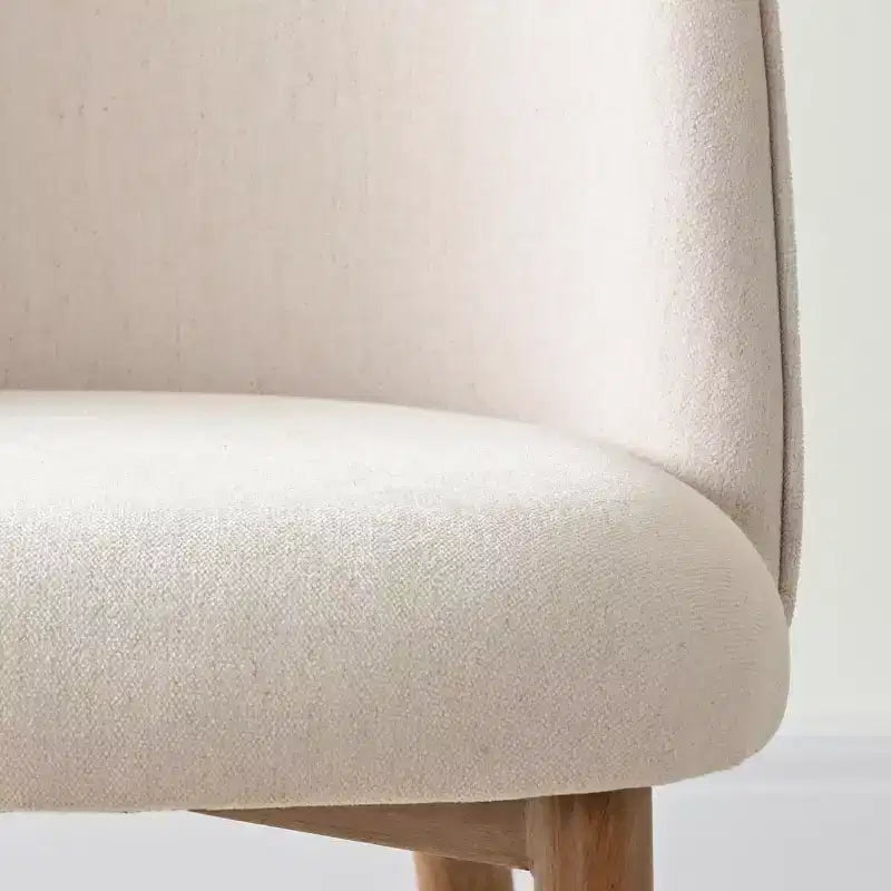 Tavolo da pranzo allungabile moderno 78-96 per 6/8 persone, set da pranzo Japandi con sedie imbottite beige, base a traliccio con gambe a V-Panipeachy