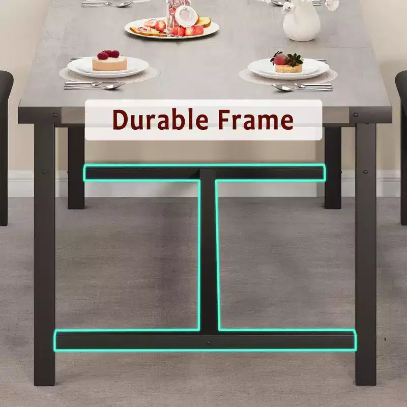Set da pranzo 3 pezzi per 4-6 persone, tavolo da cucina allungabile da 160 cm con panca per 6 persone, set tavolo da cucina rettangolare con struttura in metallo e 2 panche imbottite