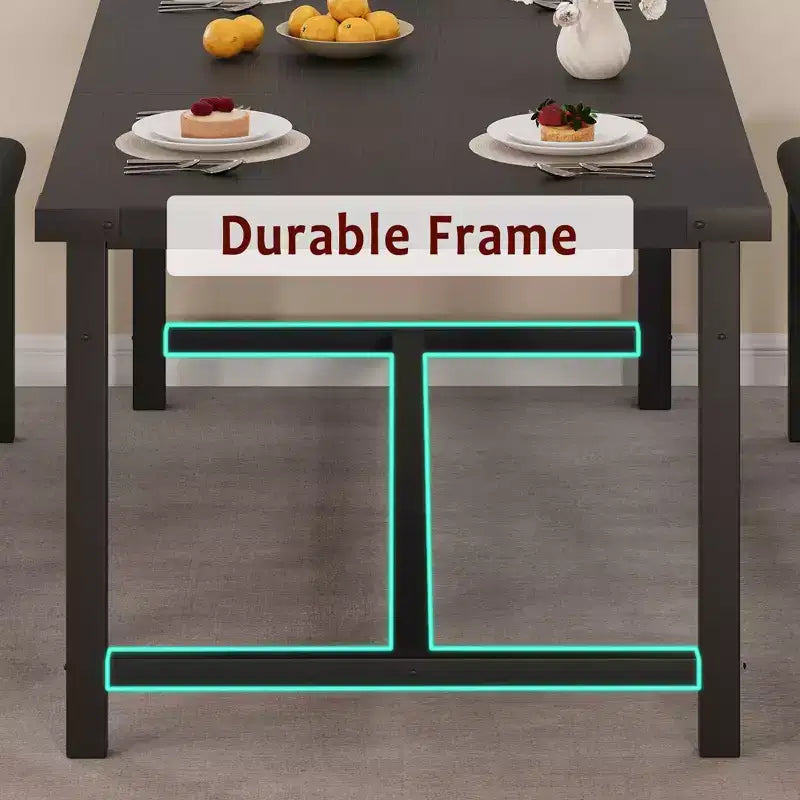 Set da pranzo 3 pezzi per 4-6 persone, tavolo da cucina allungabile da 160 cm con panca per 6 persone, set tavolo da cucina rettangolare con struttura in metallo e 2 panche imbottite