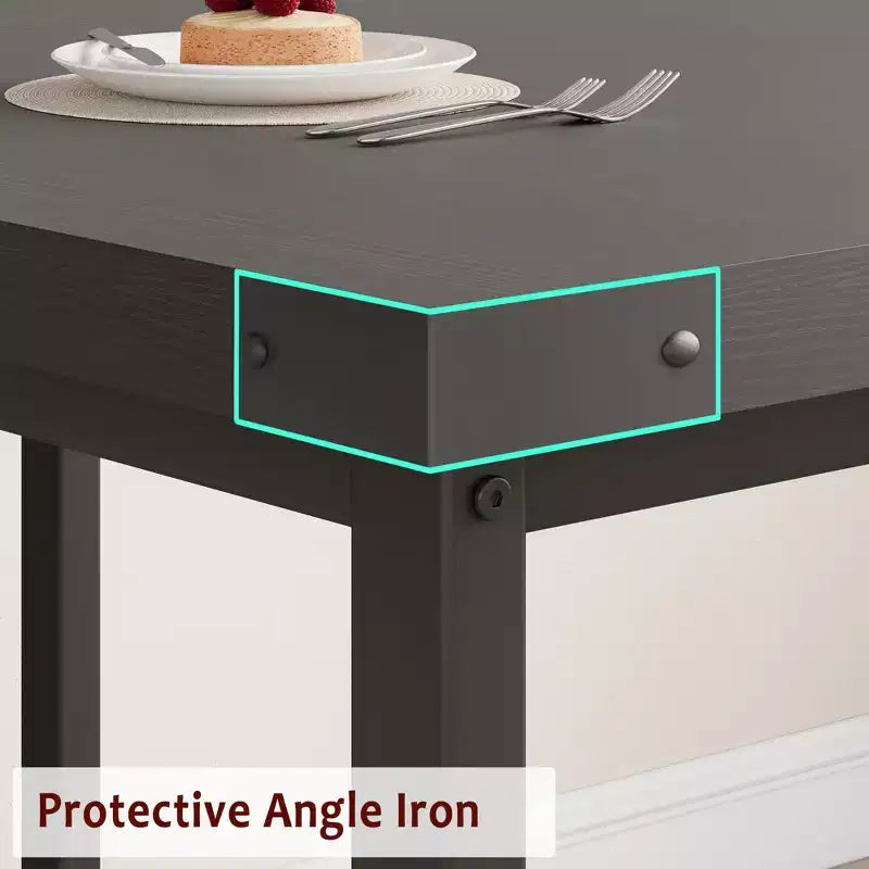 Set da pranzo 3 pezzi per 4-6 persone, tavolo da cucina allungabile da 160 cm con panca per 6 persone, set tavolo da cucina rettangolare con struttura in metallo e 2 panche imbottite