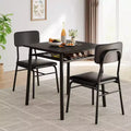 3-Piece Dining Set for 2  Small Square Table with Storage Rack & Metal Frame, Includes 2 Upholstered Chairs, Brown