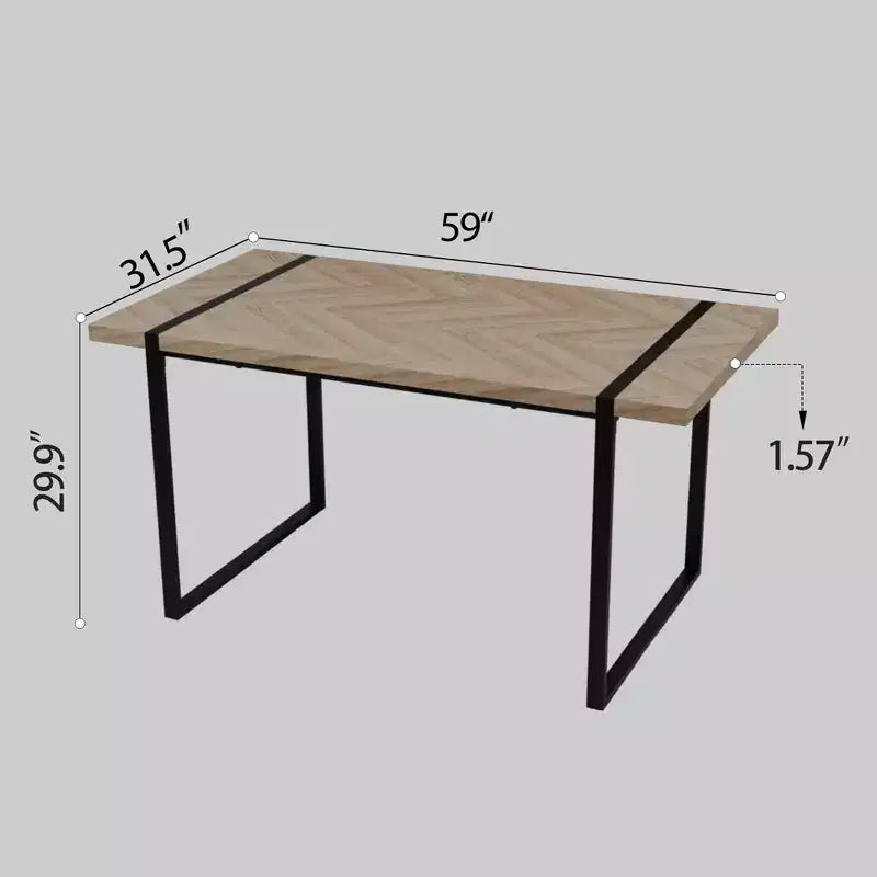 Set da pranzo GDFStudio Kavya moderno da 5 pezzi con tavolo in legno e metallo e 4 sedie imbottite in pelle scamosciata