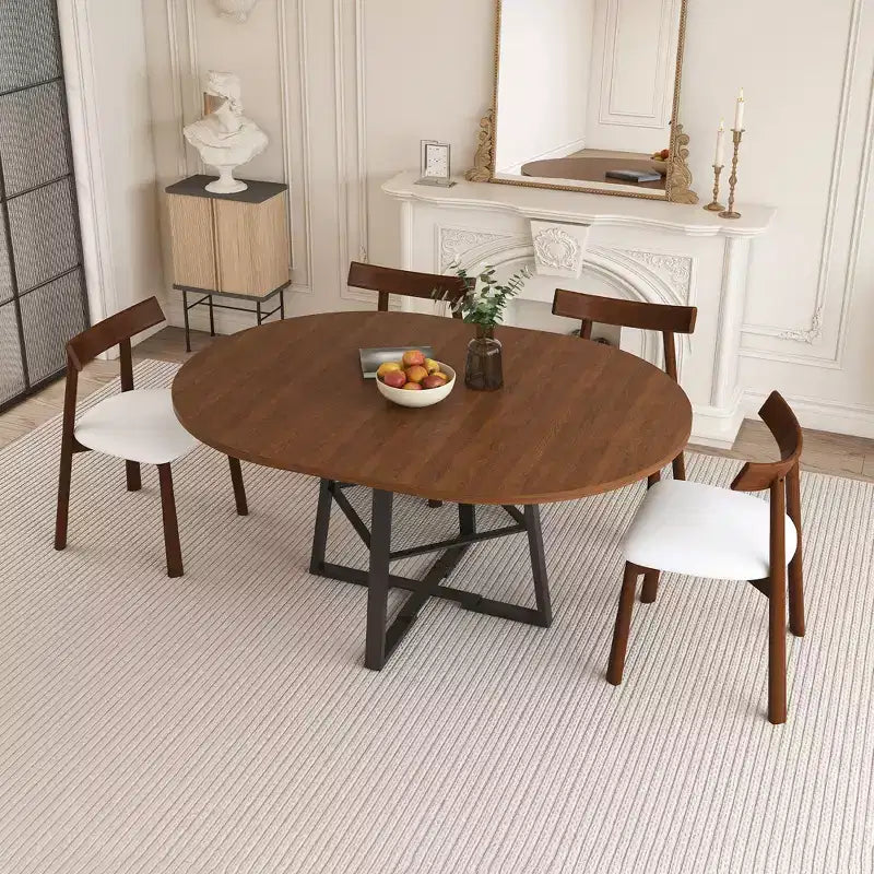 Set da pranzo estensibile GDFStudio Raj Modern 5 pezzi con 4 sedie imbottite in similpelle