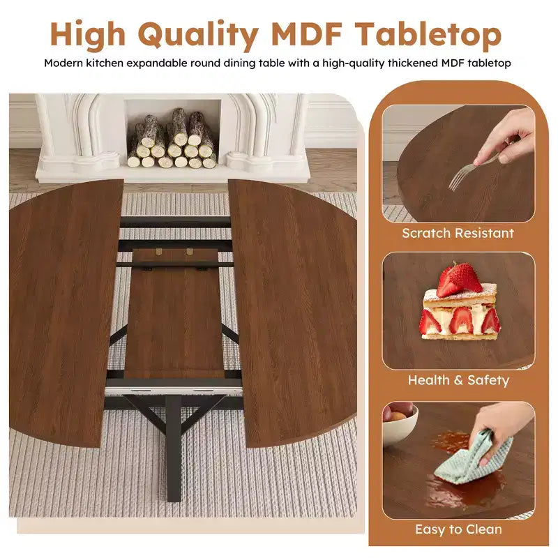 Set da pranzo estensibile GDFStudio Raj Modern 5 pezzi con 4 sedie imbottite in similpelle