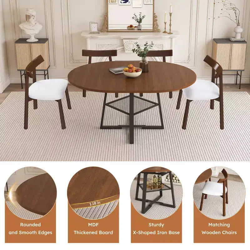 Set da pranzo estensibile GDFStudio Raj Modern 5 pezzi con 4 sedie imbottite in similpelle