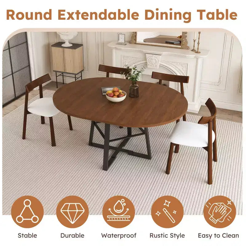 Set da pranzo estensibile GDFStudio Raj Modern 5 pezzi con 4 sedie imbottite in similpelle