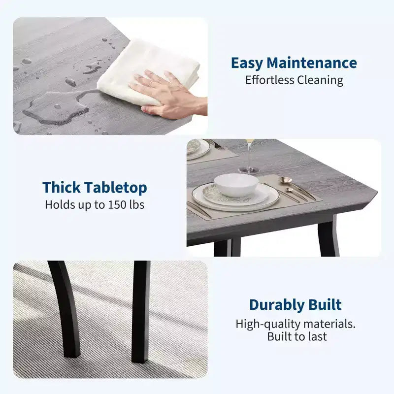 Set da Pranzo per 4, Robusto Tavolo da Cucina in Legno con Design Smussato e Gambe in Metallo, Panca Imbottita e 2 Classiche Sedie da Pranzo, Set Cucina e Sala da Pranzo