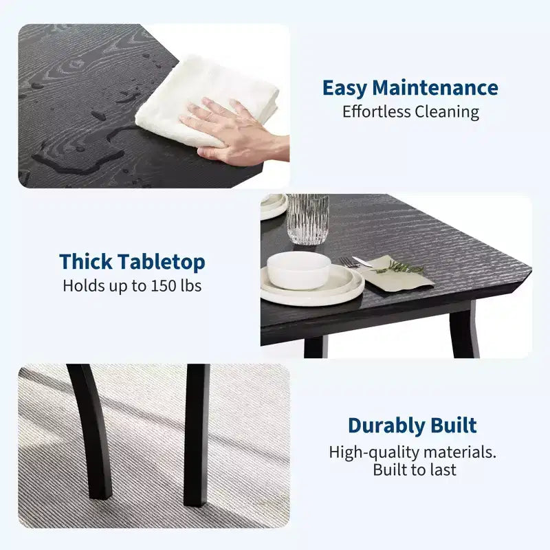 Set da Pranzo per 4, Robusto Tavolo da Cucina in Legno con Design Smussato e Gambe in Metallo, Panca Imbottita e 2 Classiche Sedie da Pranzo, Set Cucina e Sala da Pranzo