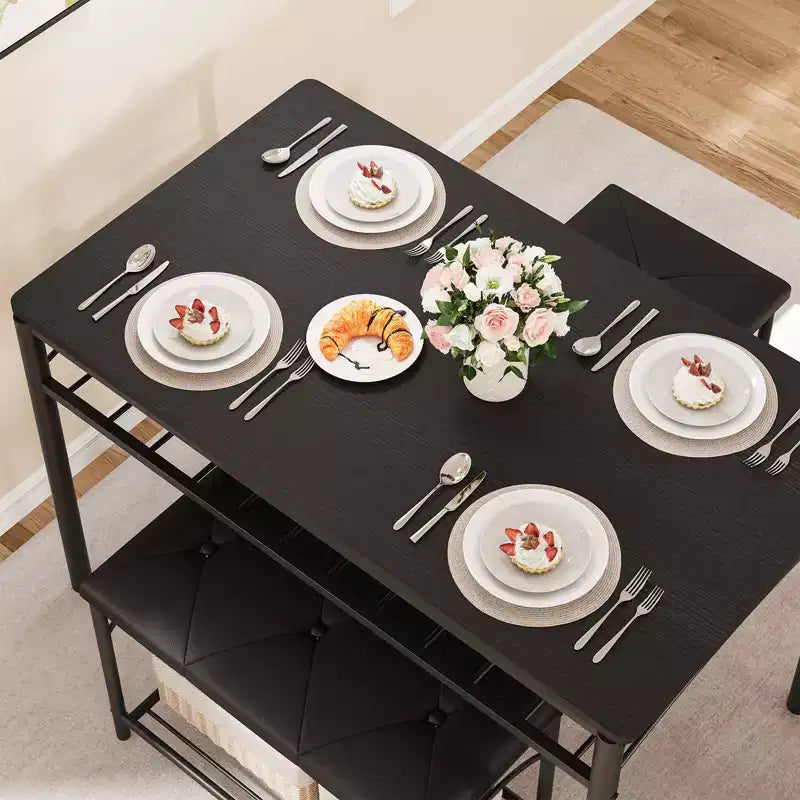 Garvee Set da Tavolo da Pranzo per 4 con Panche Imbottite e 2 Sgabelli, Set di Sedie da Tavolo da Cucina Piccolo per Appartamento, Monolocale, Casa e Spazi Ridotti