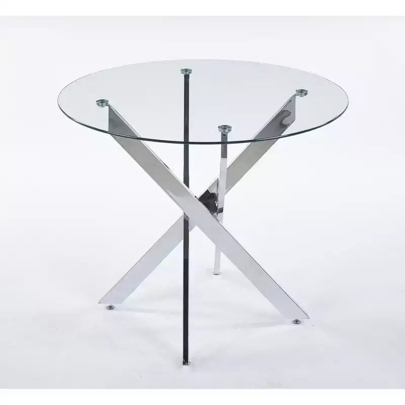 Set da pranzo da 5 pezzi in stile Mid-Century con piano in vetro e gambe in metallo per 4-6 persone, utilizzabile anche come tavolino da caffè
