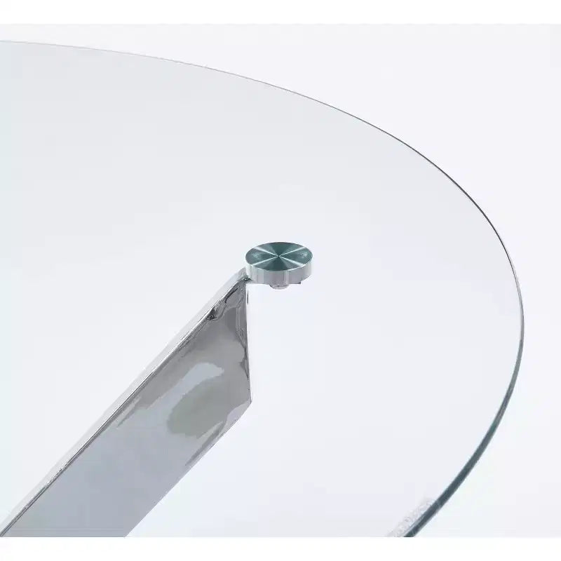 Set da pranzo da 5 pezzi in stile Mid-Century con piano in vetro e gambe in metallo per 4-6 persone, utilizzabile anche come tavolino da caffè