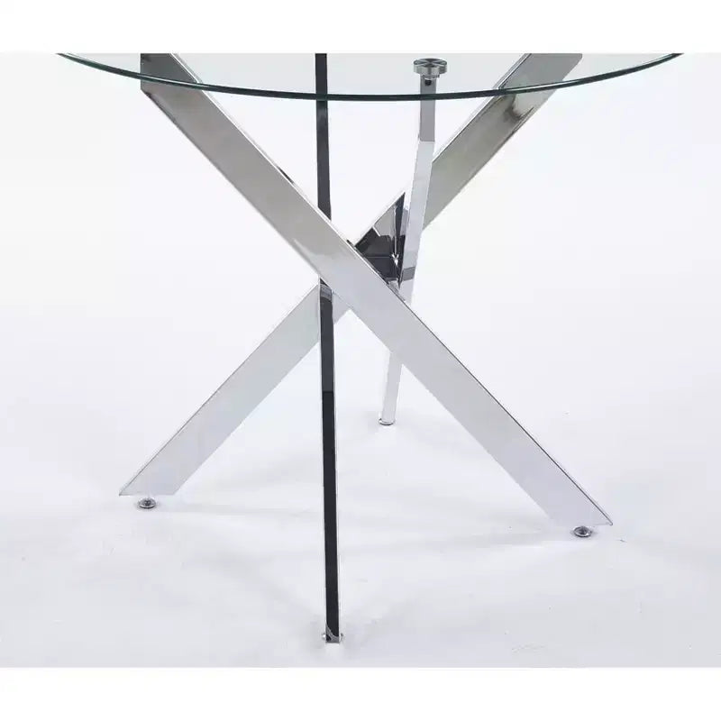 Set da pranzo da 5 pezzi in stile Mid-Century con piano in vetro e gambe in metallo per 4-6 persone, utilizzabile anche come tavolino da caffè