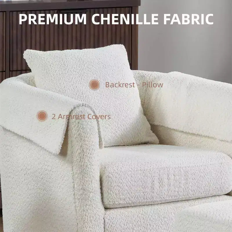 FurnitureR Poltrona Girevole con Poggiapiedi, Sedia Lounge Imbottita e Pouf, Poltrona Moderna e Accogliente per Soggiorno, Camera da Letto, Angolo Lettura