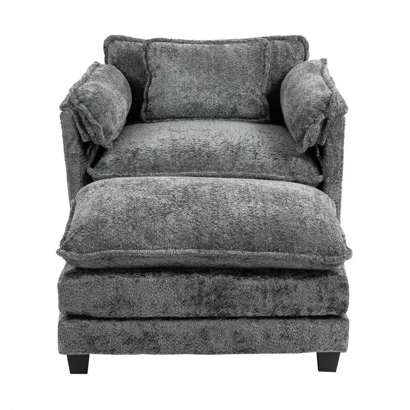 GDFStudio Dorine Modern Boucle Upholstered Oversized Sofa with Ottoman