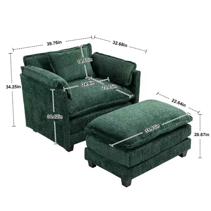 GDFStudio Dorine Modern Boucle Upholstered Oversized Sofa with Ottoman