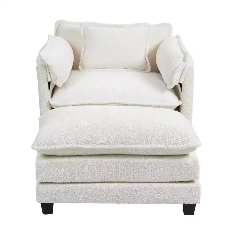 GDFStudio Dorine Modern Boucle Upholstered Oversized Sofa with Ottoman